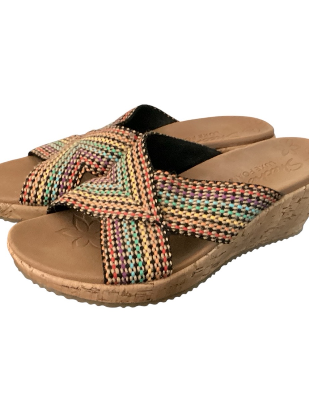 Skechers Cali Beverlee Multicolor Wedge Slide Sandal size 8